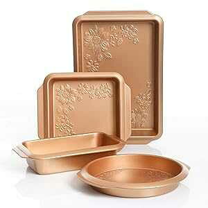 Gibson 112020.04 Country Kitchen 4 pc Embossed Nonstick Bakeware Set, 4 piece, Copper