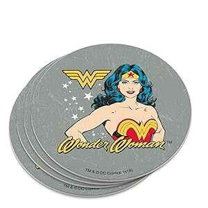 �����_�[�E�[�}�� ���B���e�[�W�A�C�R�� �m�x���e�B�R�[�X�^�[�Z�b�g GRAPHICS & MORE Wonder Woman Vintage Icon Novelty Coaster Set