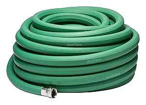Rain Bird PGH75HF Premium High-Flow Garden Hose, Heavy-Duty 100% EDPM Rubber, Hexagonal, 3/4" Inside Diameter x 75' Long, Green