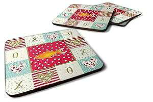 Caroline's Treasures CK5473FC Goldfish Common Love Foam Coaster Set of 4, Red Set of 4 Cup Coasters for Indoor Outdoor, Tabletop Protection, , Mouse pad Material