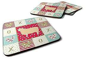 Caroline's Treasures CK5401FC English Leicester Longwool Sheep Love Foam Set of 4 Coasters, Multicolor