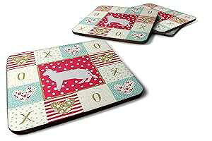 Caroline's Treasures CK5692FC VA zCg ubN #2 Lbg u tH[ R[X^[ 4 ZbgA}`J[ Caroline's Treasures CK5692FC Russian White Black #2 Cat Love Foam Set of 4 Coasters, Multicolor