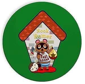 Z~bN Xg[ R[X^[ R[X^[ 4 Zbg - Raccoon Money Collector Nook Homes Fast Loans Q[ pfB Hat Shark Ceramic Stone Coaster Coasters Set of Four - Raccoon Money Collector Nook Homes Fast Loans Game