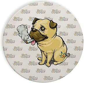 Z~bN Xg[ R[X^[ R[X^[ 4 Zbg - |bg X[LO  킢 ΂̎q  pO Hat Shark Ceramic Stone Coaster Coasters Set of Four - Pot Smoking Pals Cute Stoned Puppy Dog Pug