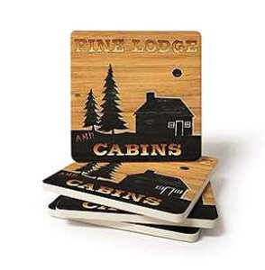 CoasterStone �z�����R�[�X�^�[ �h�����N �p�C�� ���b�W �� 4.25 �C���` 4 �Z�b�g CoasterStone Absorbent Coaster Drinks Pine Lodge, 4.25 Inches Wide, Set of Four