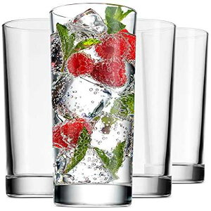 Godinger �n�C�{�[�� �h�����N�O���X�A�C�^���A���g�[���K���X�J�b�v�A�E�H�[�^�[�O���X�A�J�N�e���O���X - �C�^���A���A14�I���X�A4�Z�b�g Godinger Highball Drinking Glasses, Italian Made Tall Glass Cups,