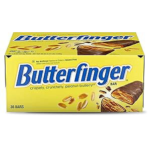 Butterfinger, Bulk 36 Count, Chocolatey, Peanut-Buttery, Full Size Individually Wrapped Candy Bars, Halloween Candy, 1.9 oz Each