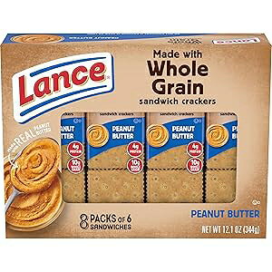 X ThCb` NbJ[ASNbJ[As[ibco^[gpA8 ʃpbN (14 pbN) Lance Sandwich Crackers, Made with Whole Grain Crackers, Peanut Butter, 8 Individual Packs (Pack of 14)