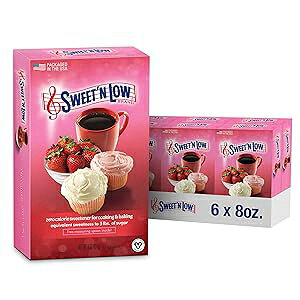 Sweet'N Low Zero-Calorie Sweetener, Contains Saccharin, Sugar Substitute, Keto, Vegan, Gluten-Free, Great for Cooking, Baking, Coffee, Tea, Hot/Cold Beverages, 8oz Box (Pack of 6)