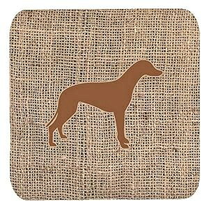 Caroline's Treasures Greyhound Burlap and Brown BB1086 Foam Coaster Set of 4