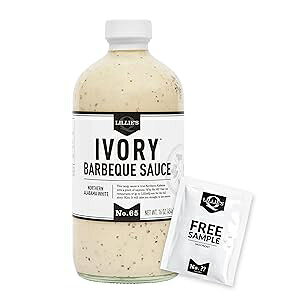 Lillie's Q - Ivory Barbeque Sauce, Gourmet BBQ Sauce, Tangy White BBQ Sauce, Sugar-Free Sauce, Premium Ingredients, Made with Gluten-Free Ingredients (16 oz)