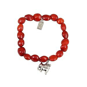 Adjustable English Bulldog Silver Charm Stretchy Handmade Beaded Bracelet w/Peruvian Seed beads - Symbol of Love & Happiness - 6.5 - 7.5 - Gifts for Mom, Daughter, Aunt, Sister, Girlfriend Evelyn Brooks Designs Ad