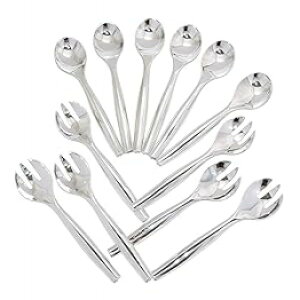 ϋv̍ĝăvX`bNH12 - e6{ (10C`tH[N10C`Xv[) - Vo[ JA Kitchens 12 Heavy Duty Disposable Plastic Serving Utensils - Six Each (10" Forks & 10" Spoons) - Silver