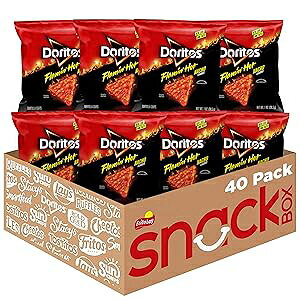 Doritos Flavored Tortilla Chips, Flamin' Hot Nacho, 1 Ounce (Pack of 40)