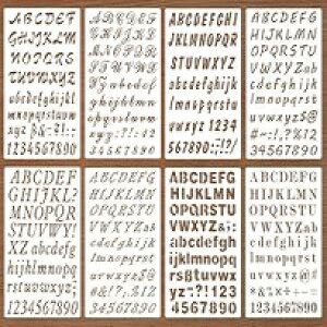 SKATAN Pack of 8 Plastic Alphabet Letter Number Drawing ting Stencils Sets for Scrapbook/DIY ting Craft Projects Letter Height is About 1 inch