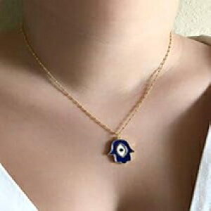 �u���[ �n���T �C�[�r�� �A�C �y���_���g �l�b�N���X 17.5 �C���` �`�F�[�� Sifrimania Blue Hamsa Evil Eye Pendant Necklace 17.5 Inches Chain