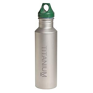 Vargo �`�^�� �E�H�[�^�[�{�g���A�O���[���W Vargo Titanium Water Bottle, Green Lid
