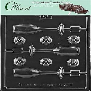 Cybrtrayd Life of the Party Champagne Glass Lolly All Occasions Chocolate Candy Mold in Sealed Protective Poly Bag Imprinted with Copyrighted Cybrtrayd Molding Instructions