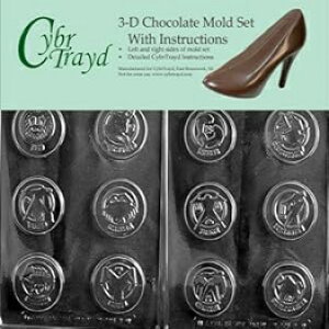 Cybrtrayd M196AB `R[g LfB^ 3D `R[g^̐ 2 ^LbgA]fBAbN {bNX Lbgt Cybrtrayd M196AB Chocolate Candy Mold, Includes 3D Chocolate Molds Instructions and 2-Mold Ki