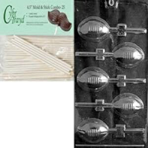 Cybrtrayd 45St25-S026 tbg{[[ X|[c `R[g LfB^ 25pbN 4.5C` |bvXeBbNt Cybrtrayd 45St25-S026 Football Lolly Sports Chocolate Candy Mold with 25-Pack 4.5-Inch Lollip