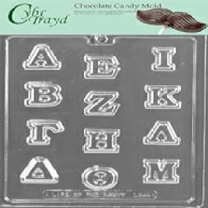Cybrtrayd L054 MV Alpha Thru Mu `R[g LfB^ p Cybrtrayd 쌠ŕی삳ꂽ`R[g`t Cybrtrayd L054 Greek Letters Alpha Thru Mu Chocolate Candy Mold with Exclusive Cybrtra