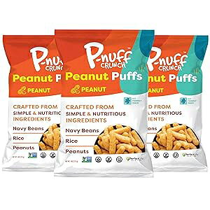 P-Nuff Pnuff Crunch Peanut Butter Puffs - Healthy Snacks, Low Calorie Snacks, Gluten Free Snacks, Vegan, High Protein, Keto, Office Snacks, Low Sugar, as Seen on Shark Tank - Original, 4 Oz Bag (Pack of 3)