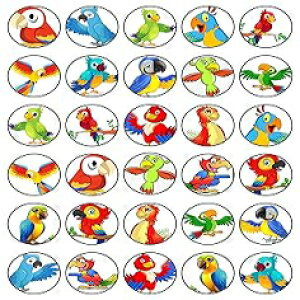 NATURAL BEHAVIOUR 30 x Edible Cupcake Toppers Themed of Tropical Birds Honeycomb Parrot Collection of Edible Cake Decorations Uncut Edible on Wafer Sheet