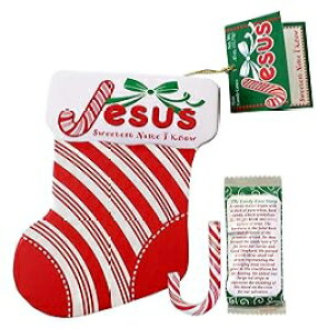 SCRIPTURE CANDY Reaching The World One Piece At A Scripture Candy, Jesus Sweetest Name I Know Mini Candy Cane Stocking Ornament Tin