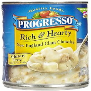 Progresso�A���b�`�Ń{�����[�������Ղ�̃X�[�v�A�O���e���t���[�A�j���[�C���O�����h�N�����`���E�_�[�A18.5�I���X�ʁi6�p�b�N�j Progresso, Rich & Hearty Soup, Gluten Free, New England Clam Chowder, 18.5oz