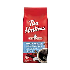 Tim Hortons t`ojAt[o[[XgOEhR[q[AȃoXAɊ炩A100% ArJA12 IXobO Tim Hortons French Vanilla, Flavored Roast Ground Coffee, Perfectly Balan