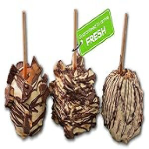 US Sweets Caramel Apple 3 Pack - Caramel Granny Smith Apples Dipped in Peanut Butter White Chocolate with Nuts, Snickers & Reese's Tasty Gift Handmade in Small Batches Guaranteed to Arrive Fresh