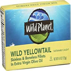 Wild Planet ワイルドブリフィレ、オーガニックエキストラバージンオリーブオイル入り、皮なし&骨なし、4.4オンス Wild Planet Wild Yellowtail Fillets in Organic Extra Virgin Olive Oil, Skinless & Boneless, 4.4 Ounce
