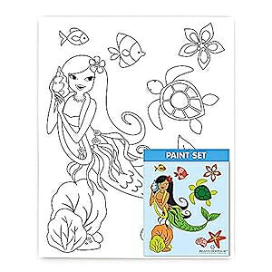 �n���C�A�� �q���p �L�����o�X & �y�C���g �Z�b�g �A�C�����h �t�� �}�[���C�h Welcome to the Islands Hawaiian Childrens Canvas & Paint Set Island Hula Mermaids