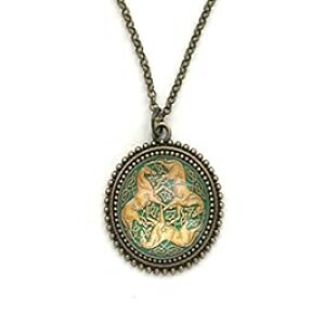 �P���g �z�[�X �l�b�N���X �P���g �m�b�g�� 3 ���̔n Fern & Filigree Celtic Horse Necklace Three Horses with Celtic Knot