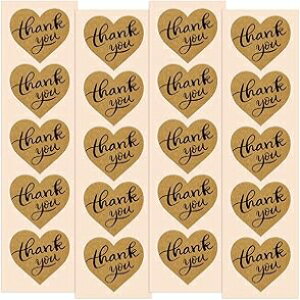 肪Ƃn[gXebJ[ 100pbN 1.5C`̃i`Ntg - ALOAMtgAaAɍœKłB Stickoz Thank You Heart Stickers 100 Pack 1.5" Inch Natural Kraft - Perfect for Weddi