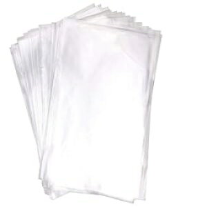 Mini Skater 8 x 12 Clear Treat Bags OPP Cello Cellophane Flat Bag With 50Pcs Gold Color Twist Ties For Wedding Gift Candy Cookie Bakery Bread Dessert, 50Pcs