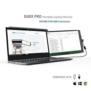 Mobile Pixels Duex Pro Portable Monitor for Laptops 12.5" Full HD IPS USB A/Type-C USB The On-The-Go Dual-Screen Monitor, Plug and Play (Duex Pro Only)