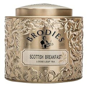 Brodies Estd 1867 Brodies Tea, Scottish Breakfast Tea, Loose Leaf Black Tea Caddy Gift Tin Imported from Scotland