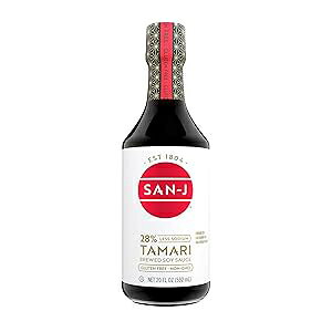 San-J - Gluten Free Tamari Soy Sauce with 28% Less Sodium - Specially Brewed - Made with 100% Soy - 20 oz. Bottle