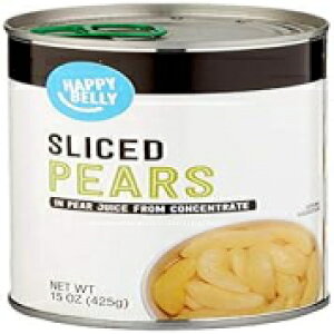 Amazon ブランド - ハッピーベリー スライス梨、濃縮果汁入り、15 オンス Amazon Brand - Happy Belly Sliced Pears, In Juice From Concentrate, 15 Ounce