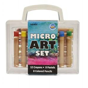 Xonex Micro Art Set, Stores 12 Micro Crayons, 8 Micro Colored Pencils, 8 Micro Oil Pastels (59034)