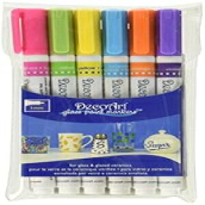 DecoArt 6 s[X 1mm uCc KX yCg }[J[ Zbg DecoArt 6 Piece 1mm Brights Glass t Marker Set