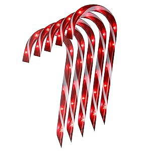 Northlight Set of 10 Lighted Outdoor Candy Cane Christmas Pathway Markers 12"