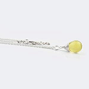 NH[cC[bvhbvy_glbNX X^[OVo[`F[t 16C` WFXg[WG[ anushruti Lemon Quartz wire wrapped drop Pendant Necklace with Sterling S