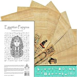 NileCart GWvgpsX uNV[g 8 x 12 C` ی`̃At@xbgXeVKƃubN}[Nt (10 ) NileCart Egyptian Papyrus Blank Sheets 8 x12 in with Hieroglyphic Alphabet Stencil Ruler 