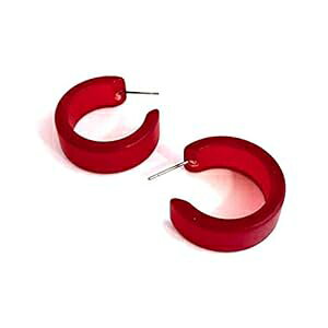 _[N`F[bhtXg[TCgChNVbNt[vCO Leetie Lovendale Dark Cherry Red Frosted Lucite Wide Classic Hoop Earrings
