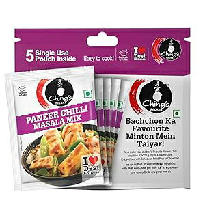 Ching's Secret pj[ `}T - ĝă|[` 5  - 100 O Ching's Secret Paneer Chilli Masala - 5 Single Use Pouch - 100 Gram