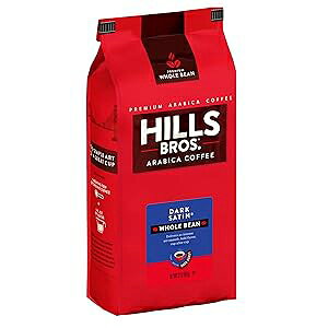 Hills Bros Dark Satin Whole Bean Coffee, Dark Roast - Arabica Coffee Beans Full-Bodied Dark Blend Coffee with Bold Flavor, Intensity and a Smooth Finish (32 Oz. Bag)