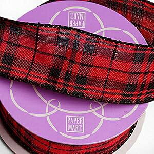 1-1/2C` x 10[h̃NX}X`FbN{ Paper Mart 1-1/2" X 10 Yards Christmas Plaid Ribbon