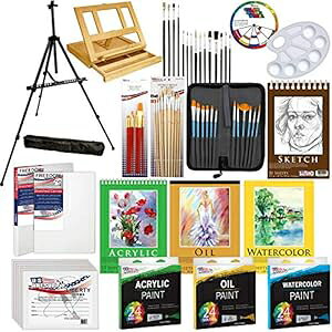US Art Supply 133pc fbNX A[eBXg yCeBO Zbg A~jEƖؐ̃C[[AyCgAANZT[t US Art Supply 133pc Deluxe Artist ting Set with Aluminum and Wood Easels, t and Acce